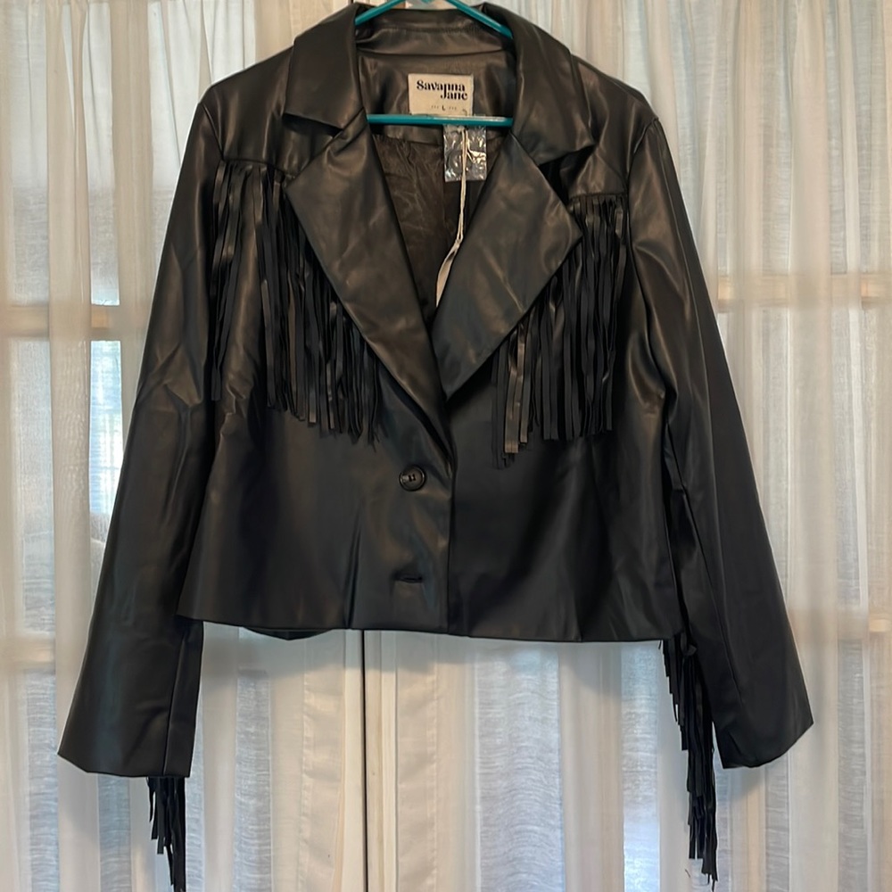 Faux Leather Fringe Jacket